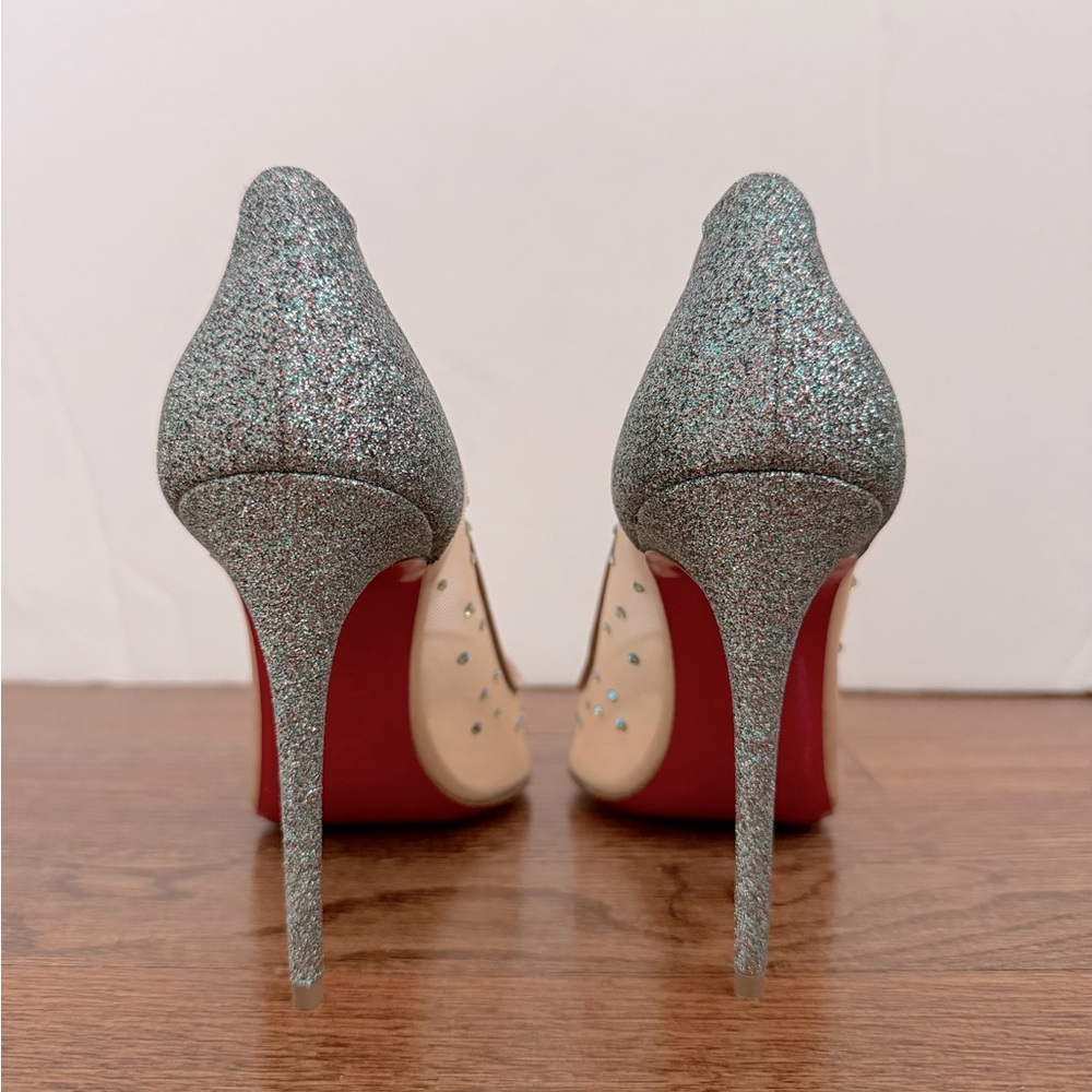 Louboutin Follies Strass 100mm Rete Glitter Mini Specchio Mesh Pumps - Picture 8 of 16
